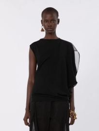 Stretch viscose asymmetrical top, black | Sportmax at Sportmax